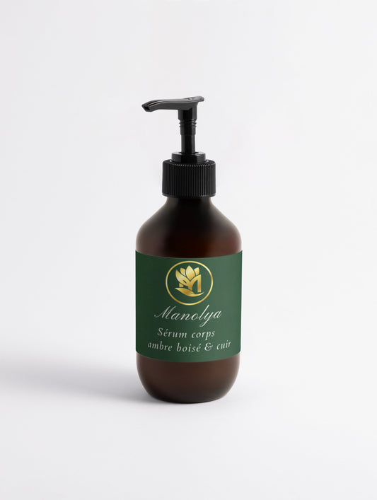 Sérum corporel, ambre boisé et cuir, 290ml